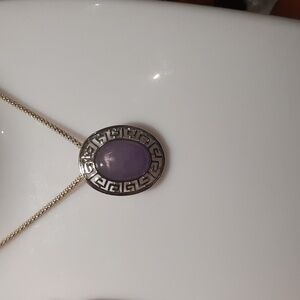 GENUINE PURPLE 💜 JADE PENDANT PEARL ENHANCER SOLID STERLING SILVER RHODIUM